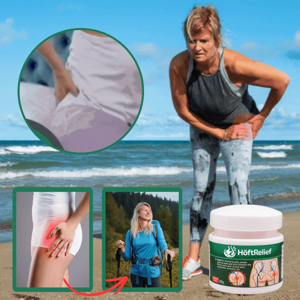 HöftRelief™ Smärtlindrande Höftkräm | Lindrar höftsmärta med upp till 72% inom 30 minuter aktivt